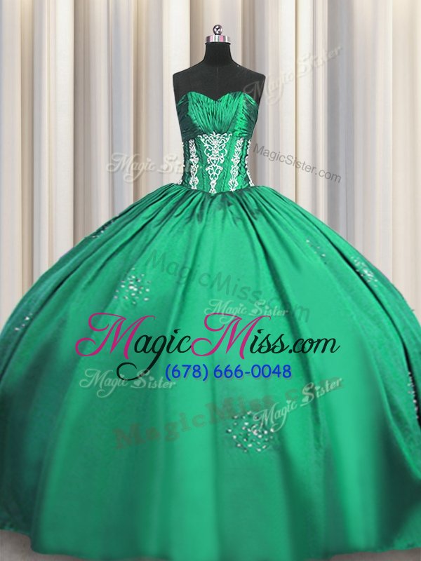 wholesale cute floor length lace up sweet 16 dress turquoise and in for military ball and sweet 16 and quinceanera with beading and appliques and ruching