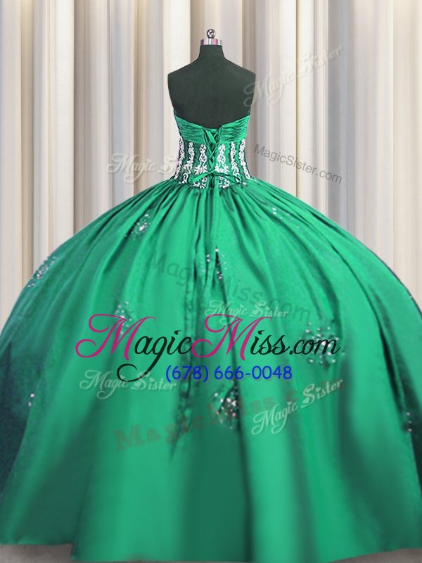 wholesale cute floor length lace up sweet 16 dress turquoise and in for military ball and sweet 16 and quinceanera with beading and appliques and ruching