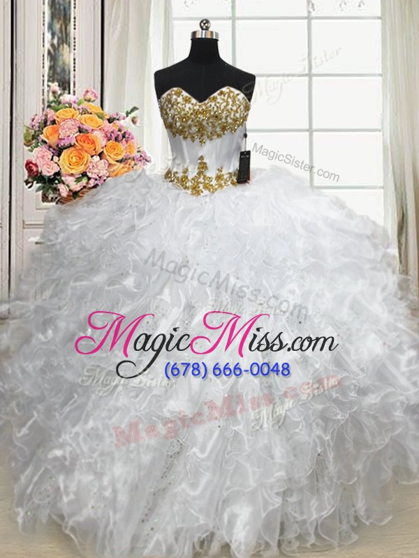 wholesale floor length white quinceanera gown sweetheart sleeveless lace up
