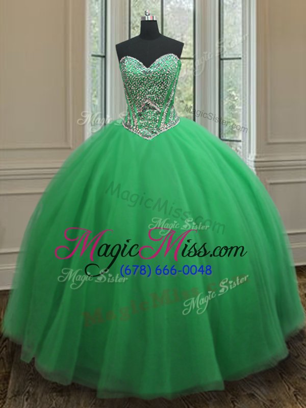 wholesale cute sweetheart sleeveless lace up 15 quinceanera dress green tulle