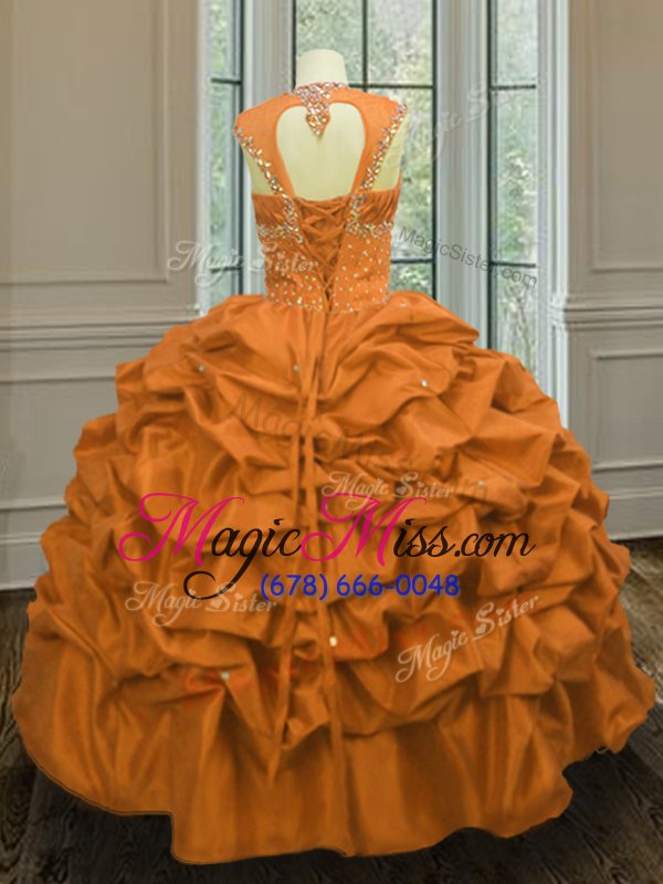 wholesale fancy straps straps floor length lace up quinceanera gown orange and in for military ball and sweet 16 and quinceanera with beading and pick ups