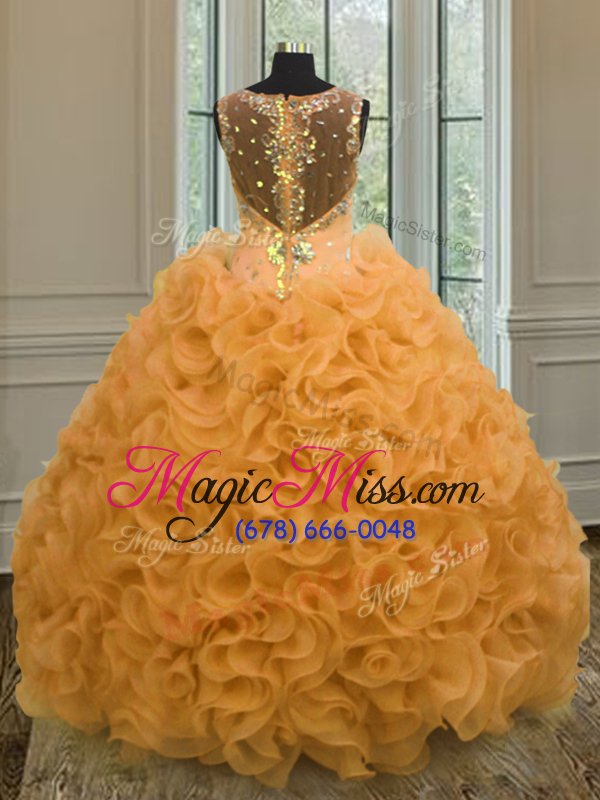 wholesale sophisticated organza sleeveless floor length quinceanera dresses and beading and ruffles