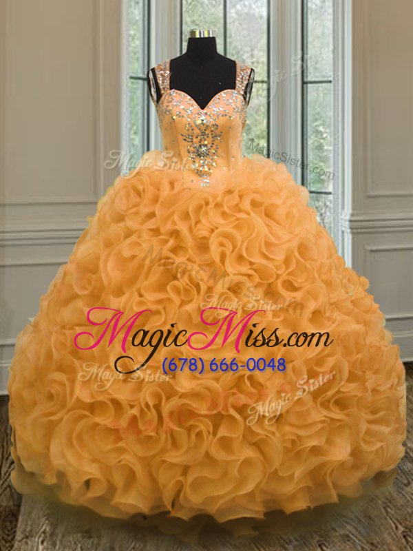 wholesale sophisticated organza sleeveless floor length quinceanera dresses and beading and ruffles
