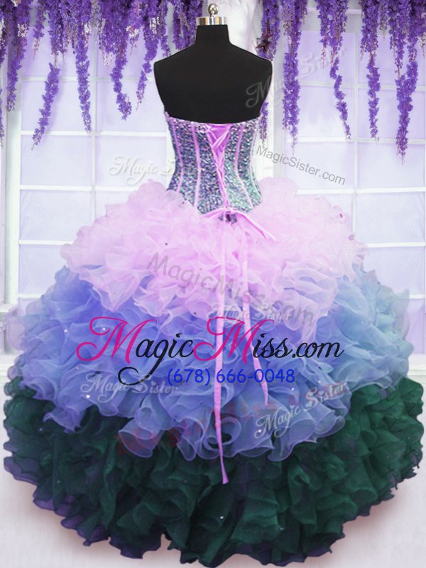 wholesale edgy ruffled floor length multi-color quinceanera gowns sweetheart sleeveless lace up