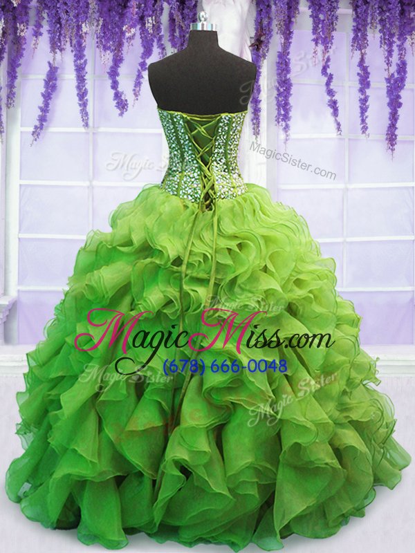 wholesale latest ball gowns sweetheart sleeveless organza floor length lace up beading and ruffles vestidos de quinceanera