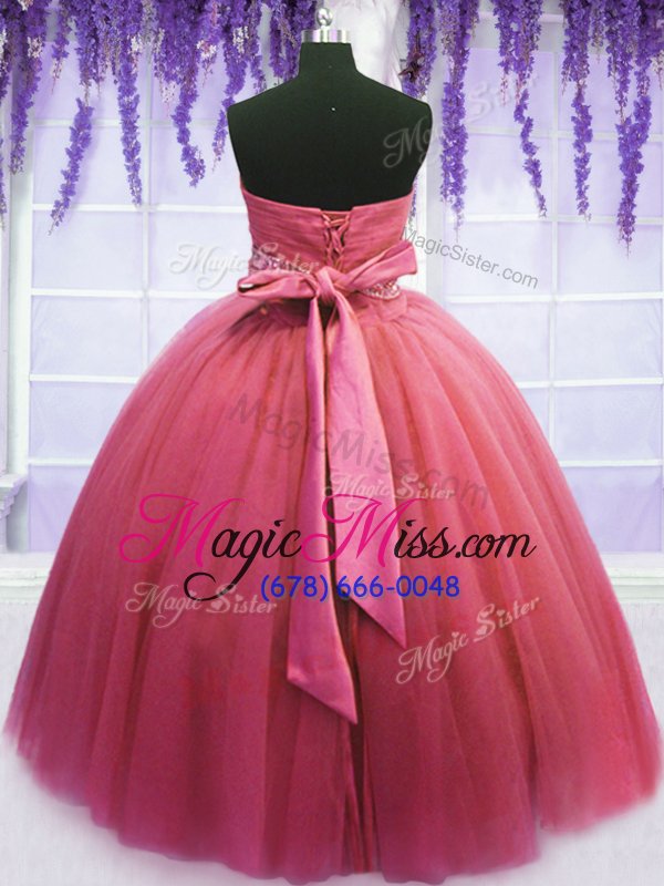 wholesale chic pink lace up sweetheart beading and belt quinceanera dresses tulle sleeveless