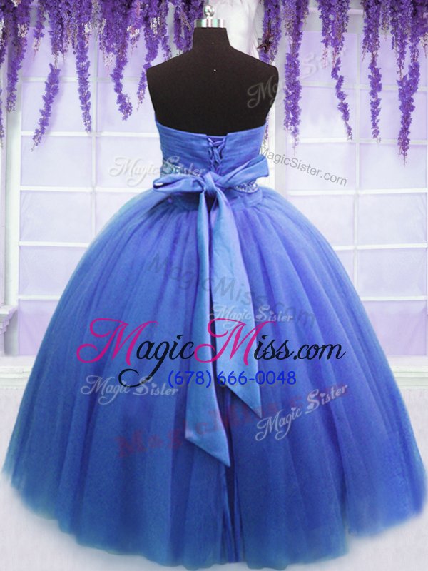 wholesale exquisite floor length blue quinceanera dresses sweetheart sleeveless lace up