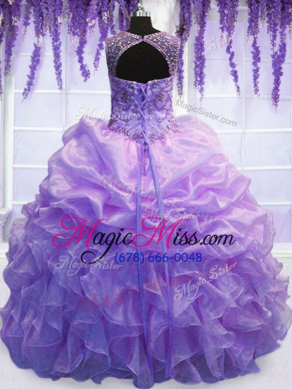 wholesale comfortable pick ups floor length lavender quinceanera gown scoop sleeveless lace up
