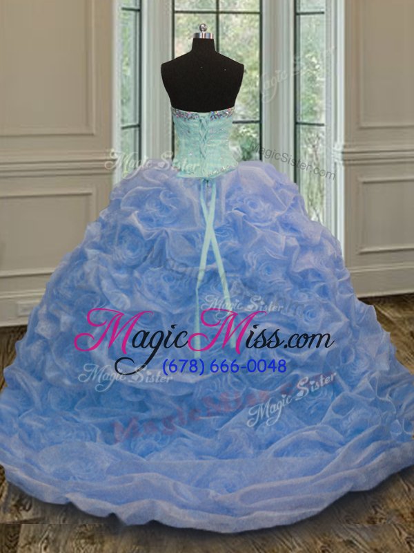 wholesale top selling baby blue lace up sweetheart beading quinceanera gown organza sleeveless