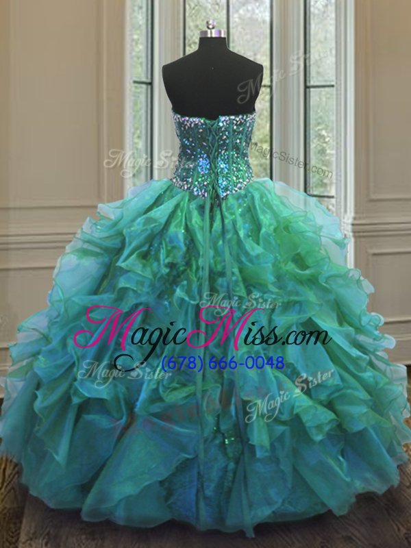 wholesale custom designed turquoise 15 quinceanera dress military ball and sweet 16 and quinceanera and for with beading and ruffles sweetheart sleeveless lace up