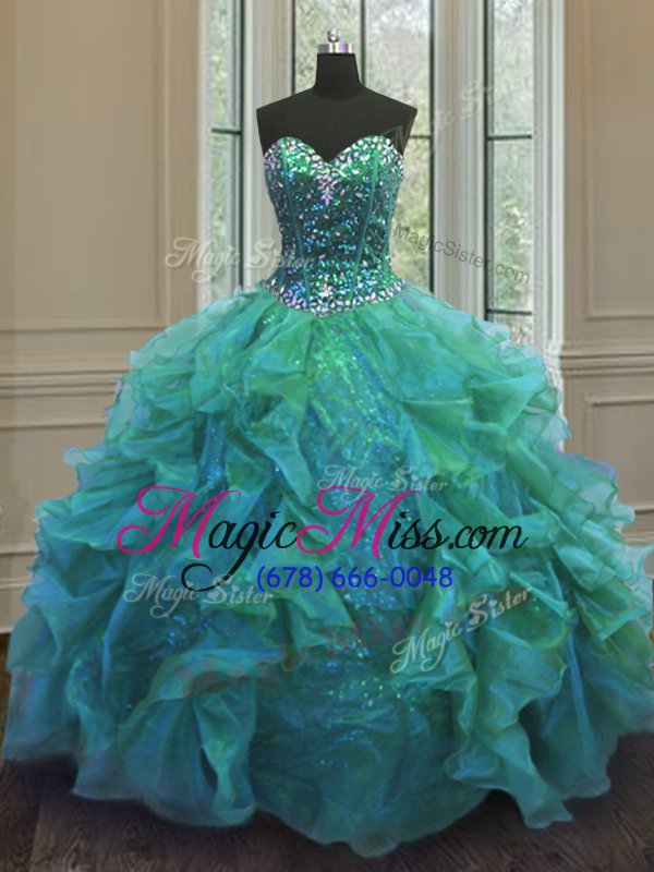 wholesale custom designed turquoise 15 quinceanera dress military ball and sweet 16 and quinceanera and for with beading and ruffles sweetheart sleeveless lace up