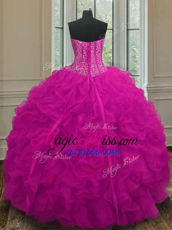 wholesale fantastic sleeveless beading and ruffles lace up quinceanera dress