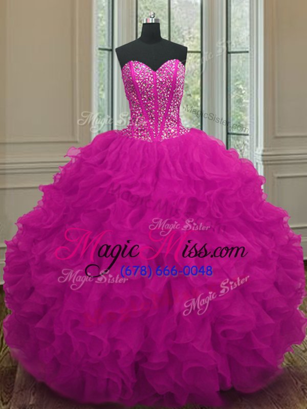 wholesale fantastic sleeveless beading and ruffles lace up quinceanera dress
