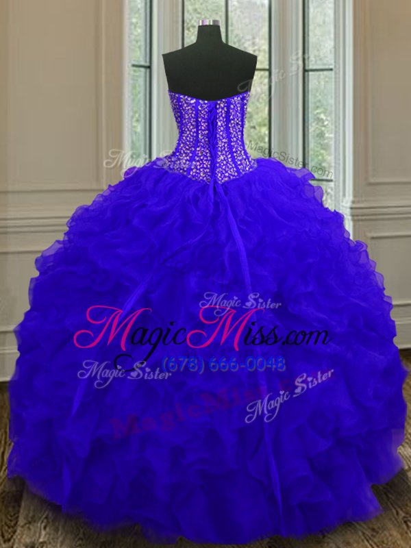 wholesale lovely blue ball gowns sweetheart sleeveless organza floor length zipper beading and ruffles vestidos de quinceanera
