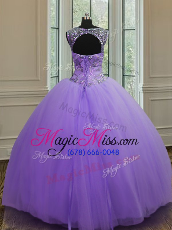 wholesale attractive floor length lavender 15 quinceanera dress scoop sleeveless lace up