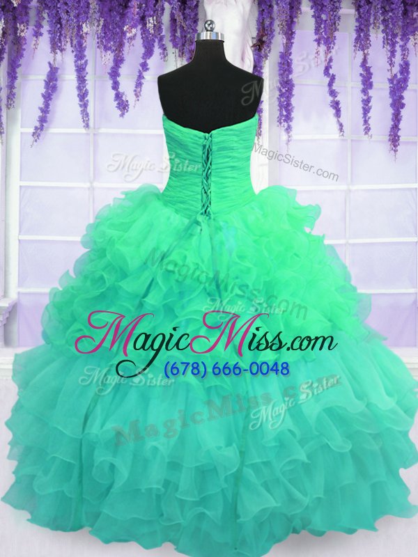 wholesale sophisticated pick ups ruffled multi-color sleeveless organza lace up sweet 16 dress for military ball and sweet 16 and quinceanera