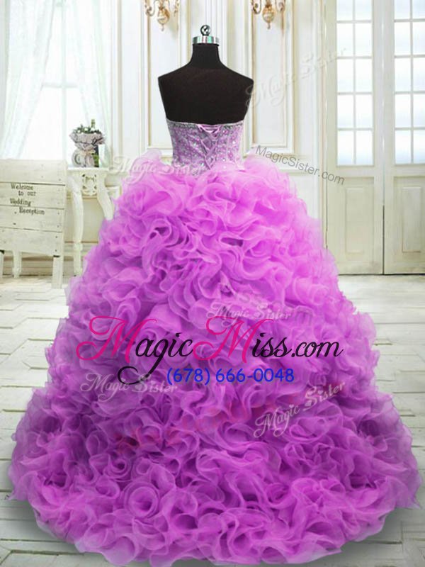 wholesale top selling lilac ball gowns beading and ruffles sweet 16 quinceanera dress lace up organza sleeveless