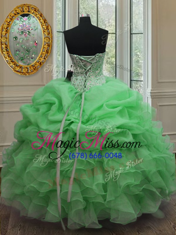 wholesale beauteous sweetheart sleeveless organza quinceanera gowns beading and pick ups lace up