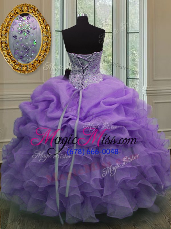wholesale gorgeous pick ups ball gowns vestidos de quinceanera lavender sweetheart organza sleeveless floor length lace up