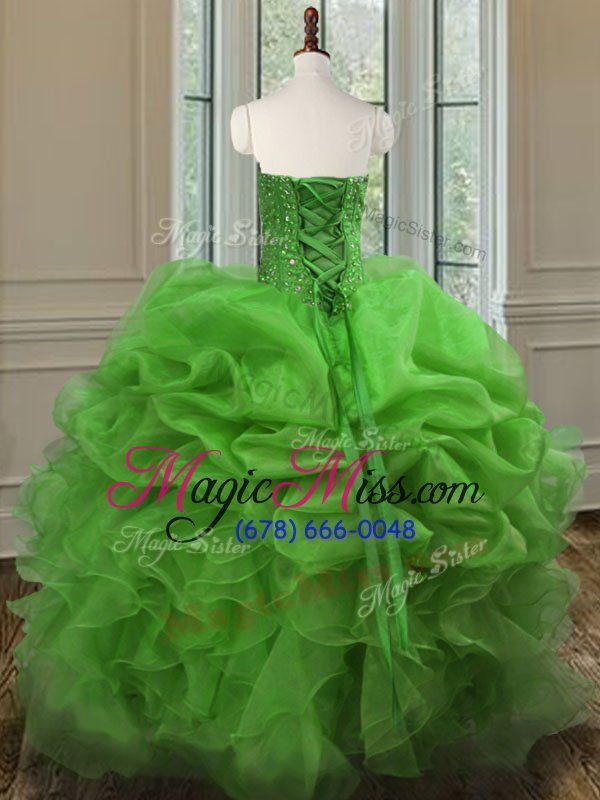 wholesale high end ball gowns sweetheart sleeveless organza floor length lace up beading and ruffles sweet 16 dresses