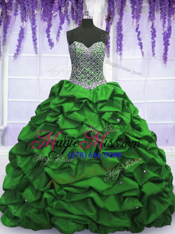 wholesale trendy sleeveless beading and sequins and pick ups lace up vestidos de quinceanera