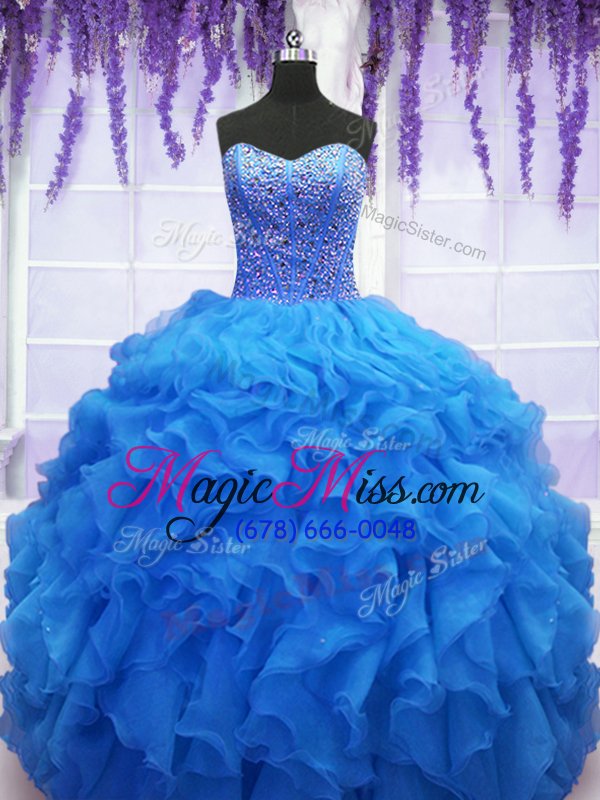 wholesale sophisticated sleeveless beading and ruffles lace up 15th birthday dress