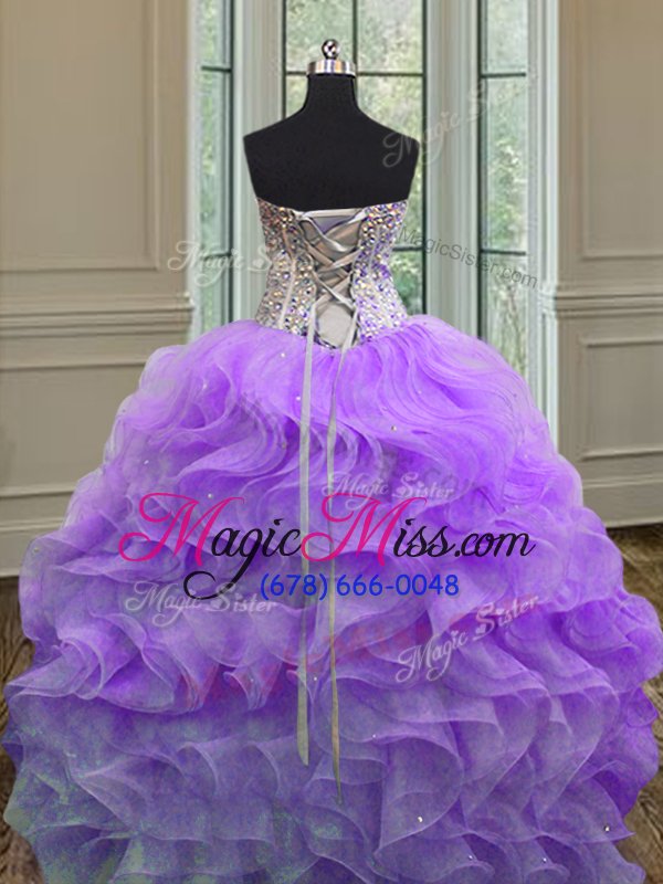wholesale wonderful sleeveless floor length beading and ruffles lace up sweet 16 dress with lavender