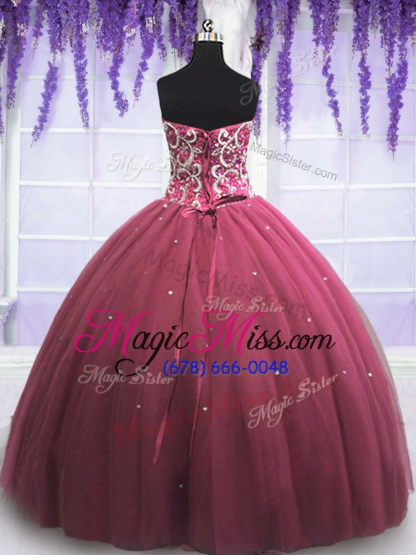 wholesale exceptional tulle sleeveless floor length quinceanera dress and beading and appliques