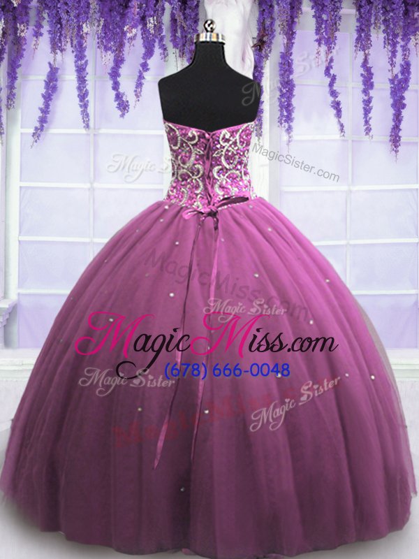 wholesale gorgeous ball gowns quince ball gowns lilac sweetheart tulle sleeveless floor length lace up