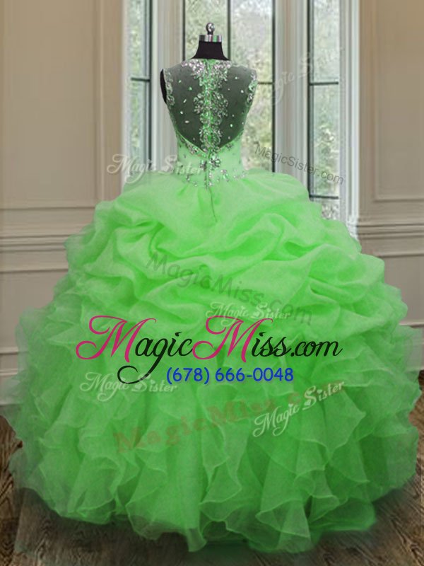wholesale edgy straps neckline beading and ruffles ball gown prom dress sleeveless zipper