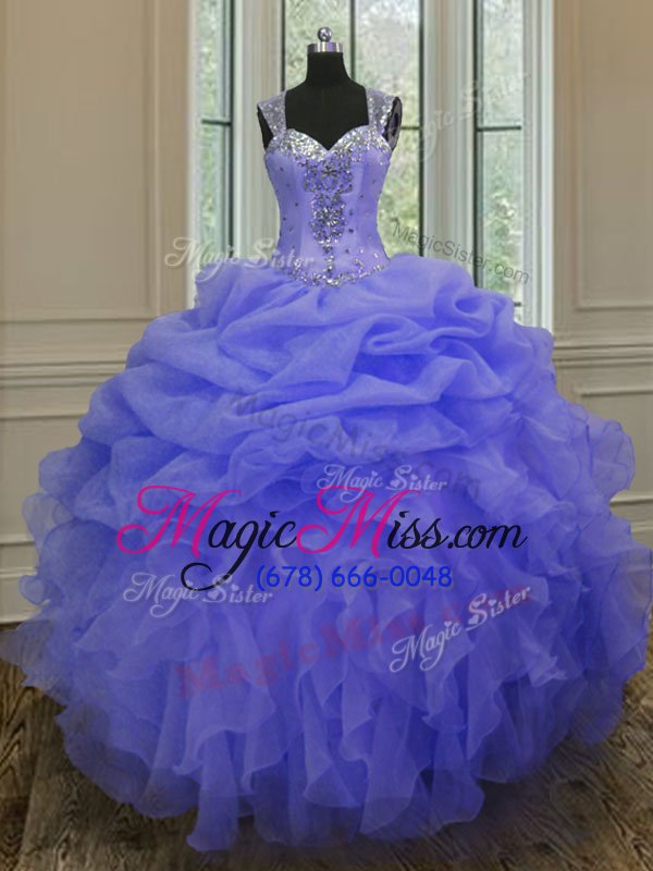 wholesale popular straps straps organza sleeveless floor length quinceanera dress and beading and ruffles