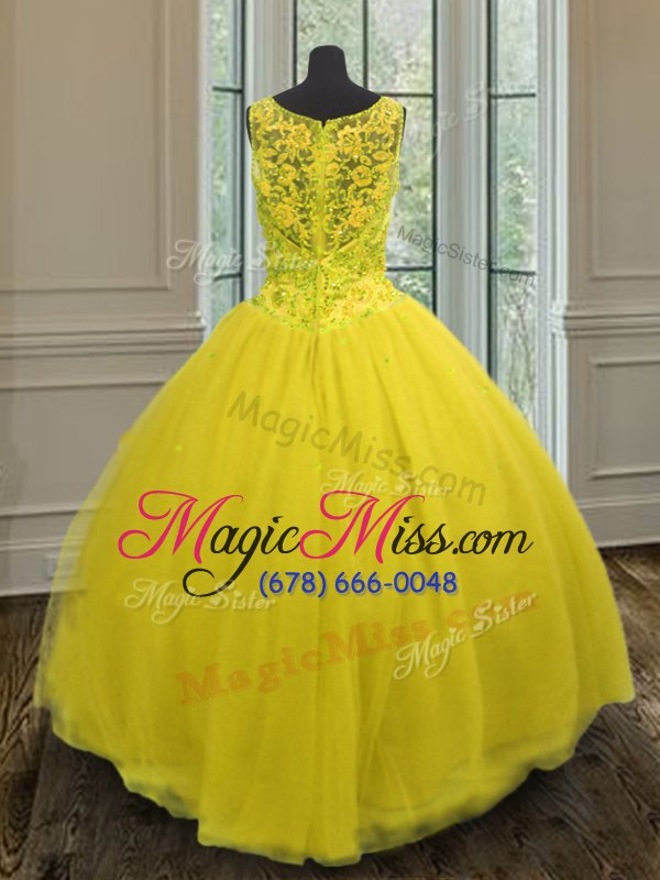 wholesale yellow sleeveless tulle zipper vestidos de quinceanera for military ball and sweet 16 and quinceanera