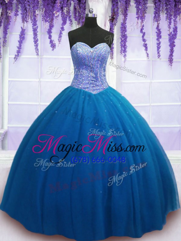 wholesale floor length lace up sweet 16 dresses teal and in for military ball and sweet 16 and quinceanera with beading