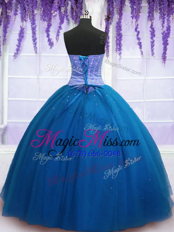 wholesale floor length lace up sweet 16 dresses teal and in for military ball and sweet 16 and quinceanera with beading