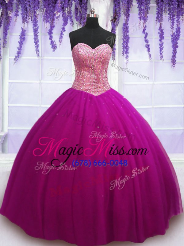 wholesale floor length ball gowns sleeveless fuchsia sweet 16 dresses lace up