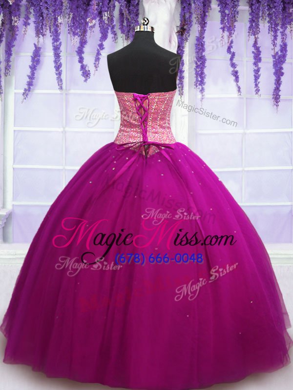 wholesale floor length ball gowns sleeveless fuchsia sweet 16 dresses lace up