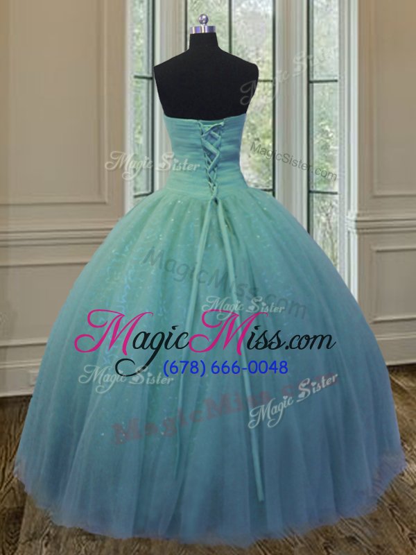 wholesale delicate sweetheart sleeveless tulle ball gown prom dress beading and ruching and bowknot lace up