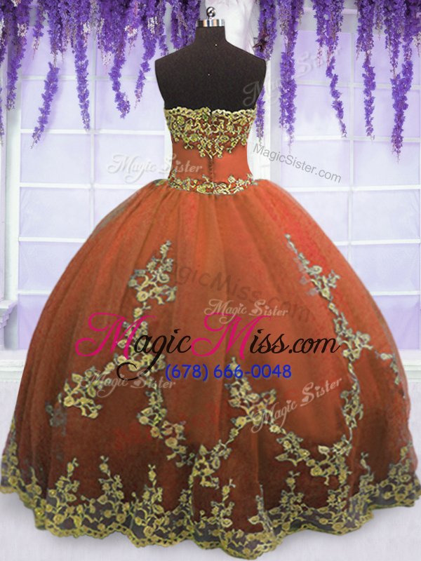 wholesale luxurious sleeveless zipper floor length appliques quinceanera dresses