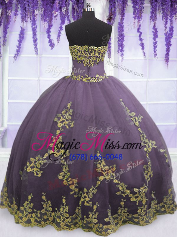 wholesale pretty sleeveless floor length appliques zipper vestidos de quinceanera with lavender