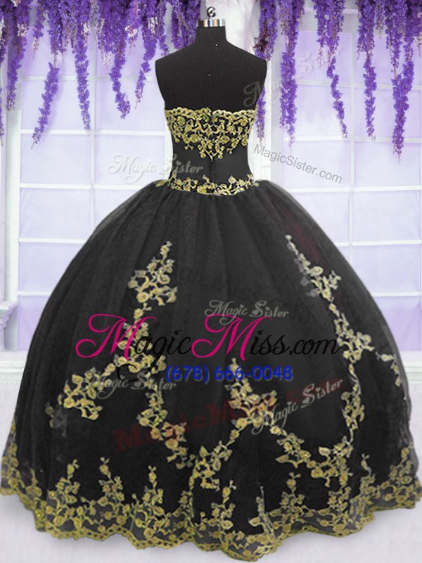 wholesale decent floor length ball gowns sleeveless black sweet 16 dress zipper