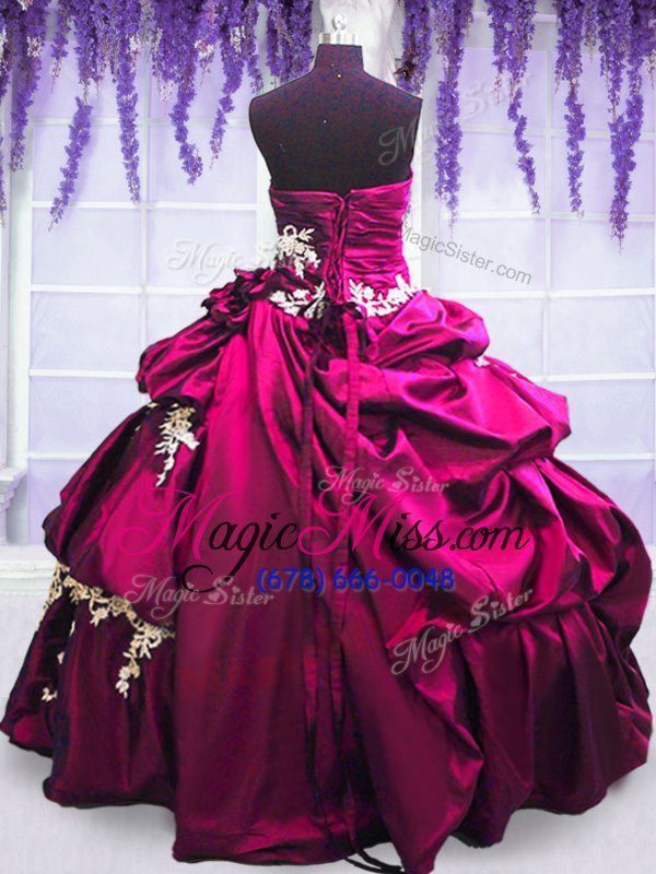wholesale captivating pick ups floor length fuchsia vestidos de quinceanera strapless sleeveless lace up