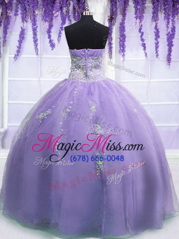 wholesale amazing sleeveless floor length beading zipper 15 quinceanera dress with lavender