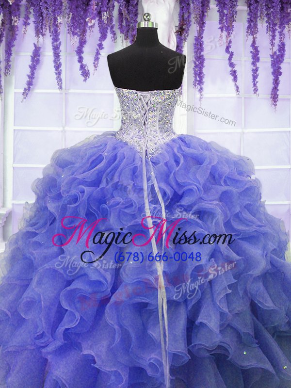 wholesale custom design sequins purple sleeveless organza lace up 15 quinceanera dress