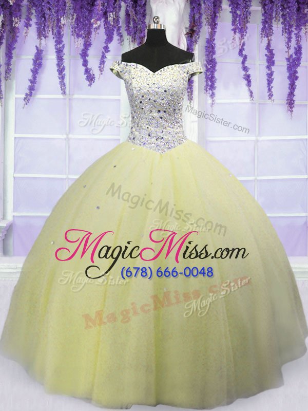wholesale great off the shoulder short sleeves tulle quinceanera gowns beading lace up