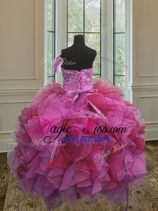 wholesale excellent multi-color sleeveless floor length beading and ruffles lace up 15 quinceanera dress