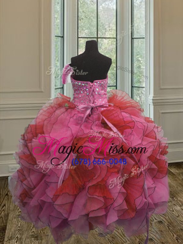 wholesale fitting organza strapless sleeveless lace up beading and ruffles sweet 16 dresses in multi-color
