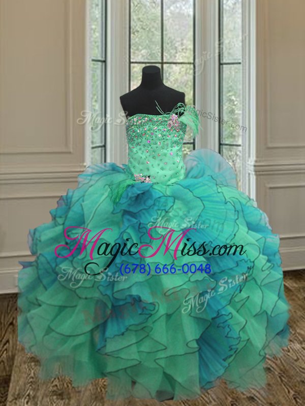 wholesale ball gowns 15 quinceanera dress multi-color sweetheart organza sleeveless floor length lace up