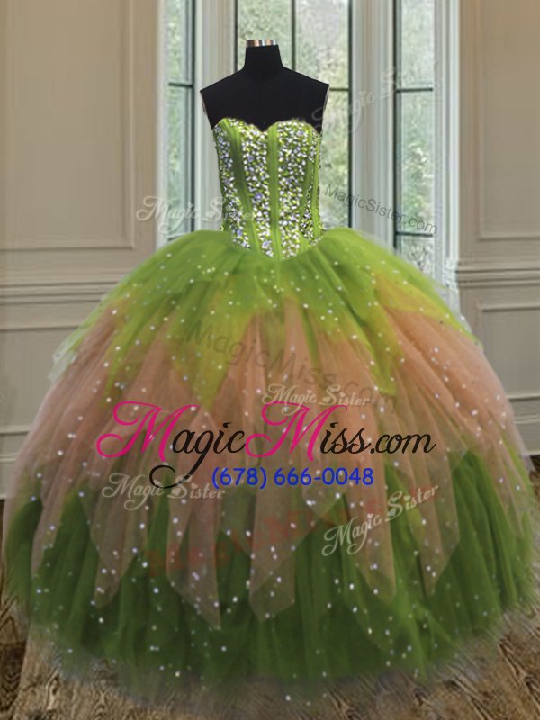 wholesale three piece floor length lace up sweet 16 dress multi-color and in for military ball and sweet 16 and quinceanera with beading