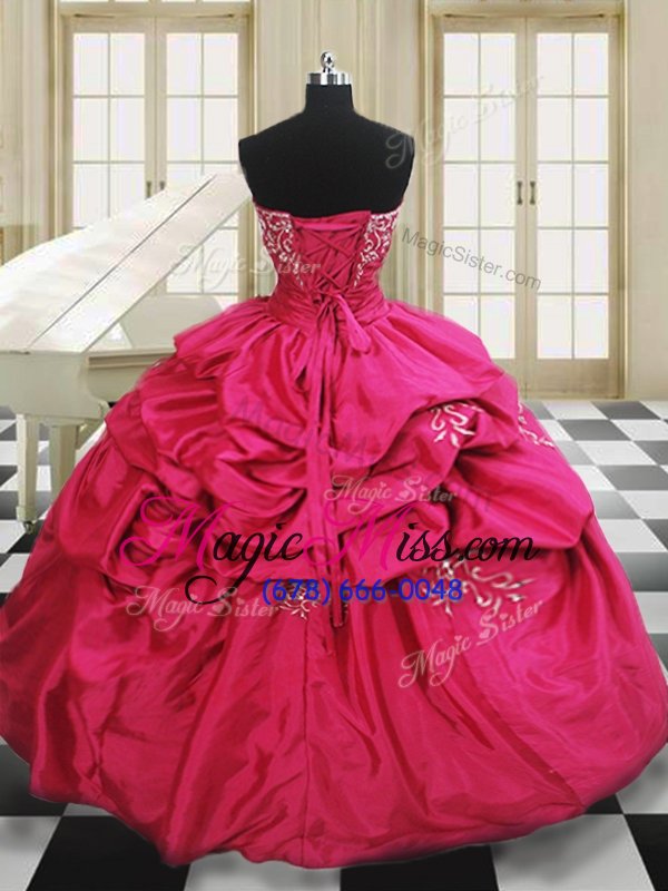 wholesale pretty taffeta sleeveless floor length vestidos de quinceanera and beading and embroidery and pick ups