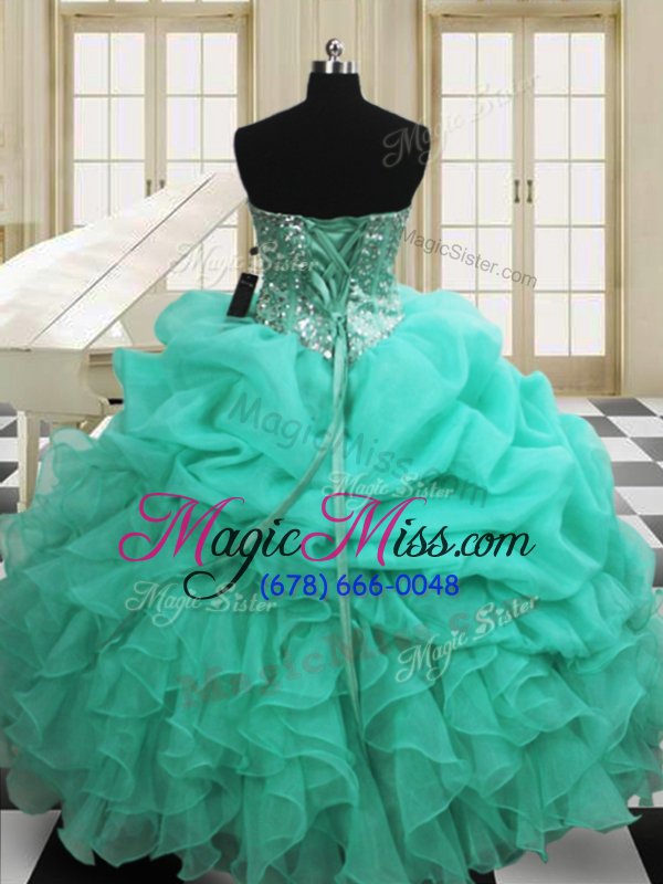 wholesale stylish pick ups floor length apple green quinceanera dress sweetheart sleeveless lace up